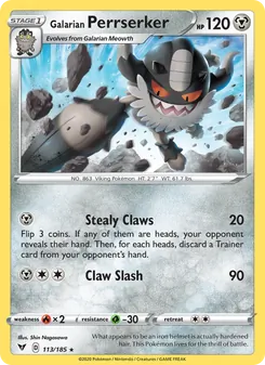 Galarian Perrserker, Vivid Voltage, no. 113