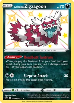 Galarian Zigzagoon, Shining Fates Shiny Vault, no. SV078