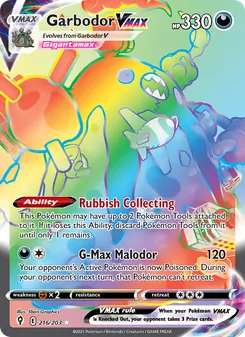 Garbodor VMAX, Evolving Skies, no. 216