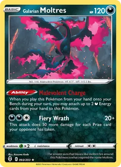 Galarian Moltres, Evolving Skies, no. 93