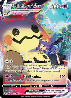 Mimikyu VMAX, Brilliant Stars Trainer Gallery, no. TG17