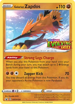 Galarian Zapdos, SWSH Black Star Promos, no. SWSH124